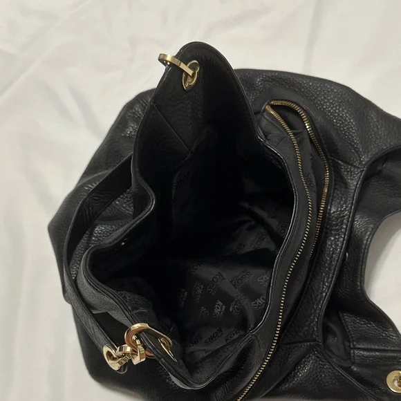 Michael Kors Black Hobo Bag with Gold Accents - Picture 7 of 8